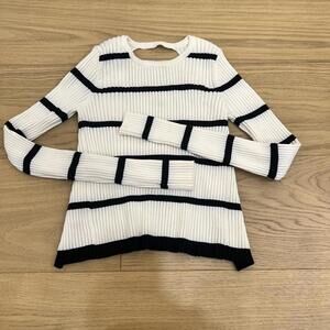 Adult Women’s Small Zara Knit Cream Black Striped Ribbed Sweater